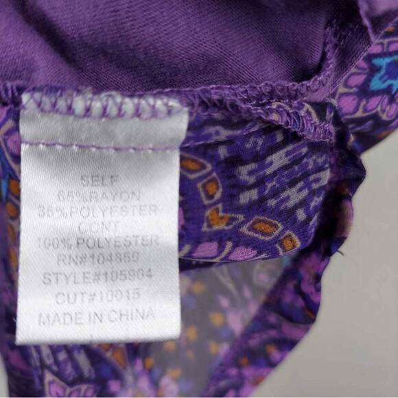 Chloe K Womens Popover Top Purple W/  Geometric Sleeveless Scoop Neck Blouse L - Picture 8 of 8